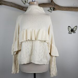 Project Naadam cream multi texture ruffle sweater